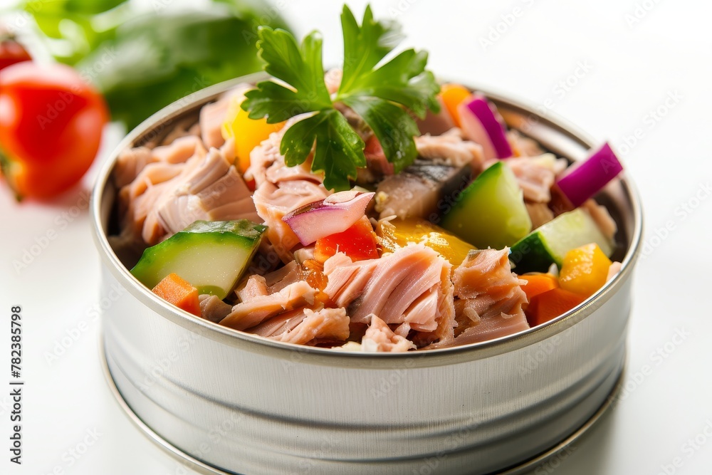 Isolated vegetable salad with canned tuna Isolated vegetable salad with canned tuna