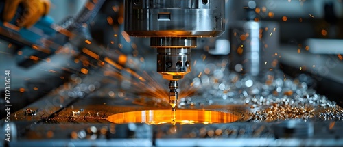 Precision Engineering: CNC Machining in Action. Concept Machining Process, Cutting Tools, Precision Engineering, CNC Machine Operations, Quality Control photo