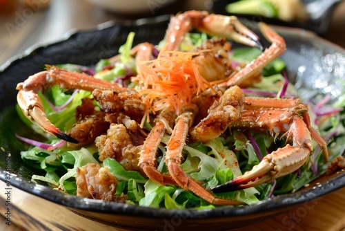 Japanese salad with soft shell crab