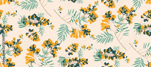 Cute feminine   seamless pattern with wildflowers.