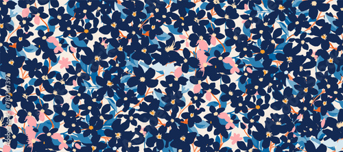 Cute feminine   seamless pattern with wildflowers.