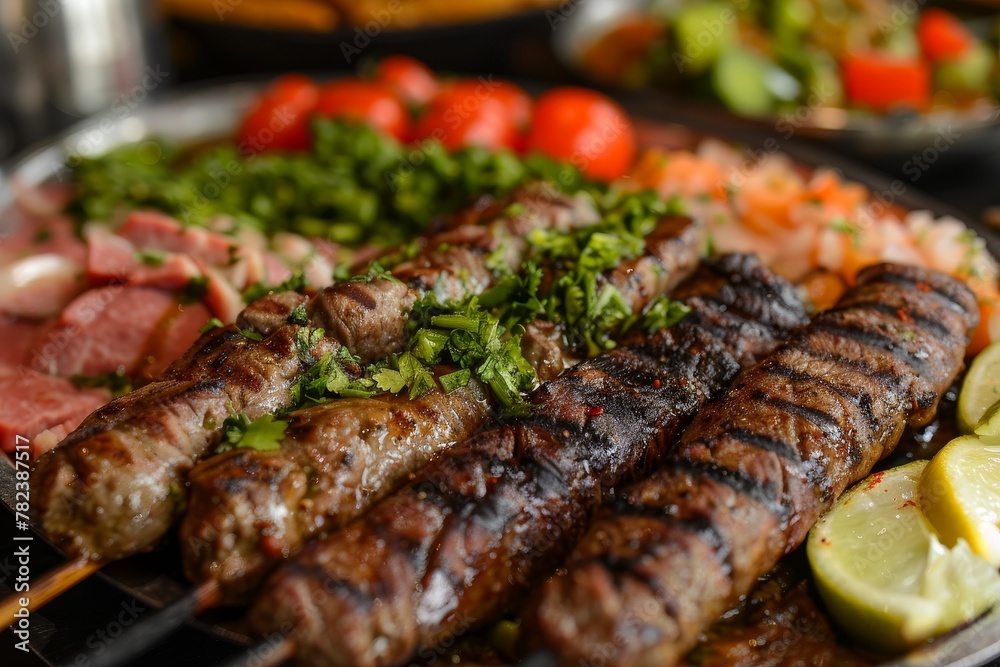 Lebanese mixed grill with meat kabab and taouk