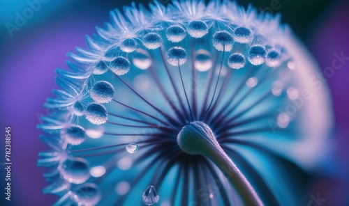 Soft Focus Dandelion Seeds with Dew Drops Generative AI