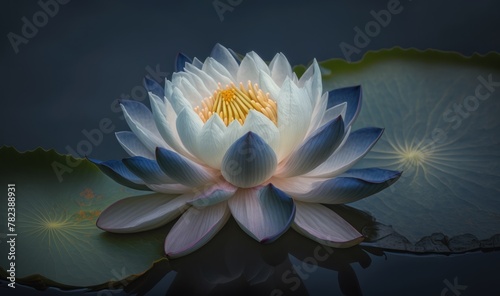 Serene Thai Lotus Floating on Dreamy Blue Water Generative AI