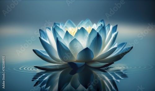 Mesmerizing Thai Lotus Floating on Serene Blue Waters Generative AI