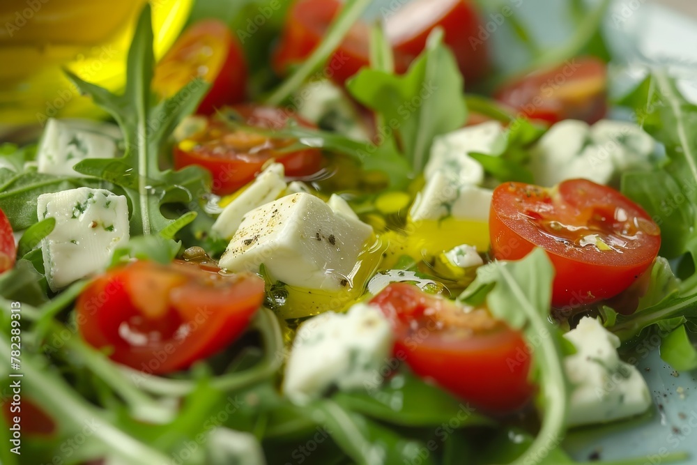Mediterranean salad with blue cheese and oil