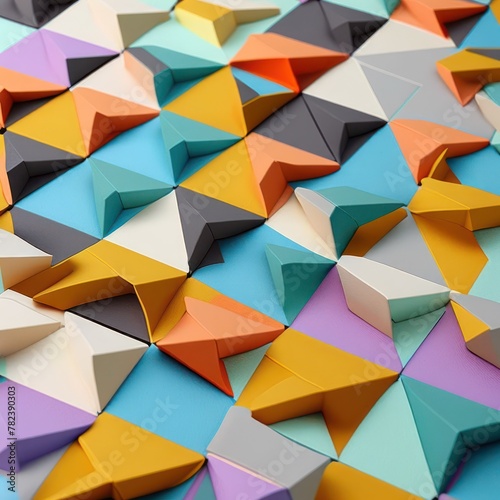 Vibrant Geometric Color Block Tile Pattern Generative AI