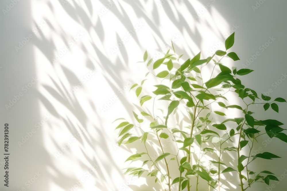 Minimalist Abstract Foliage Shadows on Wall Generative AI
