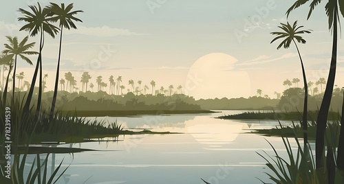 Minimalist vector illustration of the Everglades
