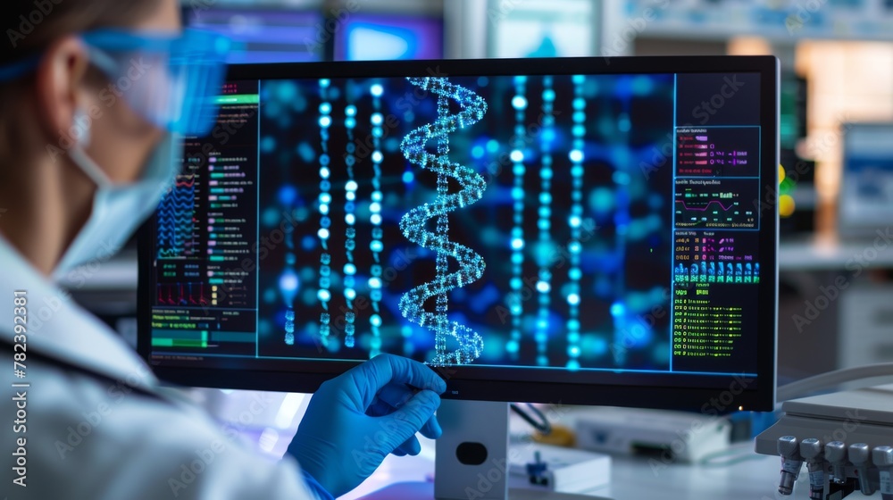 Scientist Analyzing DNA Sequences Scientist Analyzing DNA Sequences