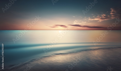 Serene Sunset Over Tranquil Ocean Horizon Generative AI