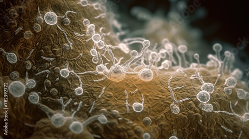 Microscopic View of Candida Auris Fungus Generative AI