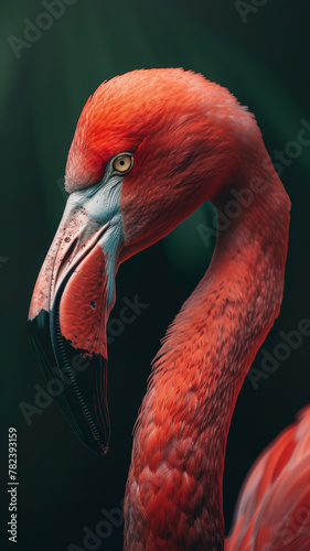 Vivid Pink Flamingo Close-Up, Exquisite Detail and Skin Texture
