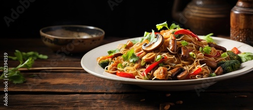 Plate of noodles and veggies