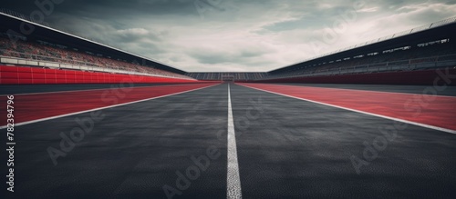 Motor racing track with red and black lines