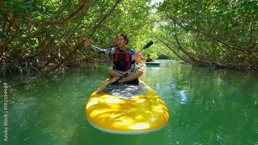 Family Kayaking Kayak in the Florida Keys in the Mangrove Forest Wetlands