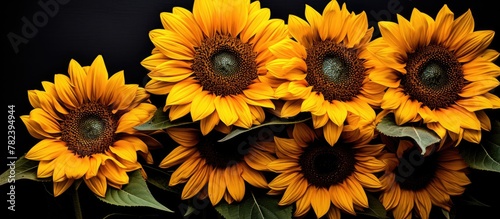 Sunflowers arranged in a va...