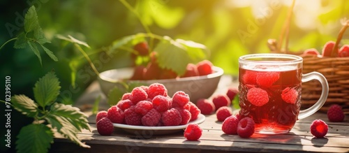 Glass of raspberry tea with...