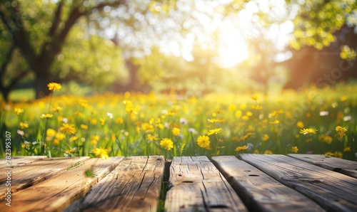 Empty wooden table top with...