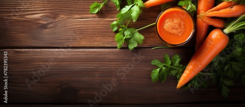 Fresh carrot and parsley display with dipping sauce
