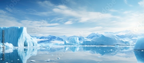 Icebergs Float Lake Blue Sky