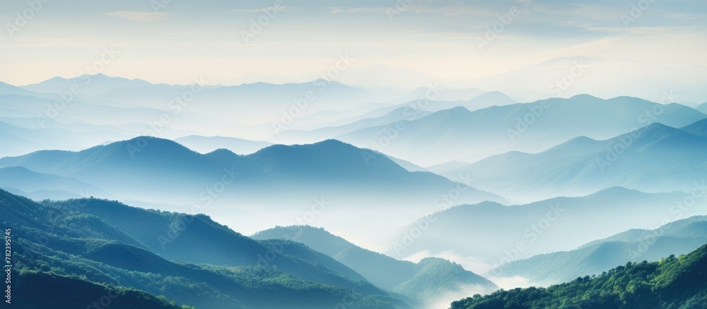 Misty mountains from high altitude