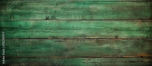 Green wooden wall with peel...