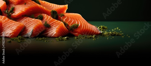 Salmon arrangement on a table