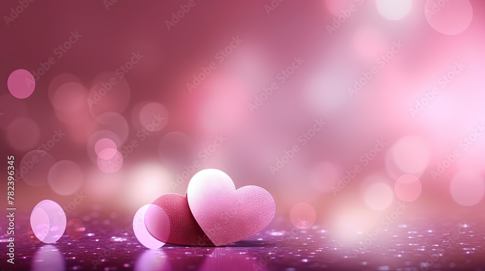 Valentines Day Abstract Heart Bokeh Background Generative AI