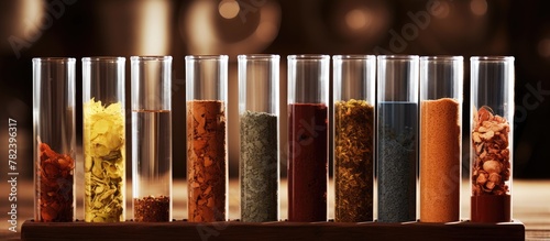 Various spices in a glass container