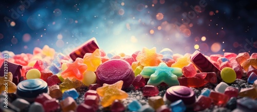 Colorful candy assortment in a pile