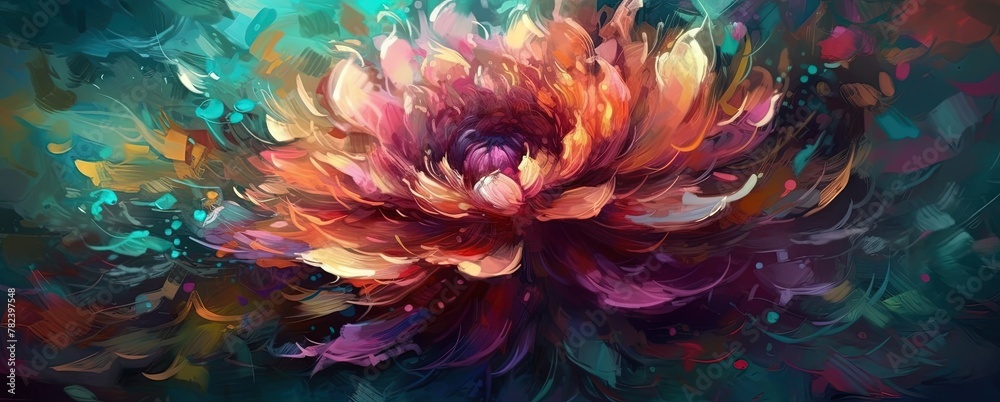 Vibrant Floral Artwork on Canvas Generative AI