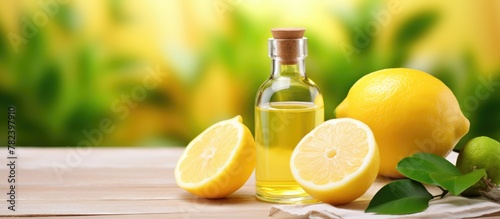 Lemon oil with fresh lemons...