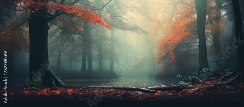 Autumn tree foliage river s...
