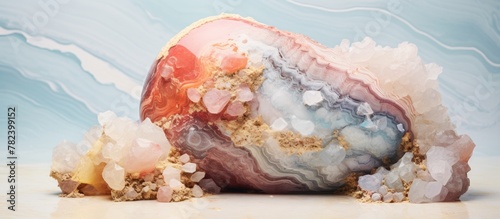 Crystals on a large rock