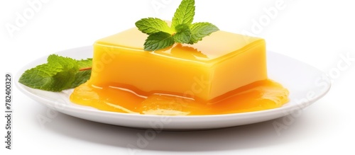 Plate with a butter slice a...