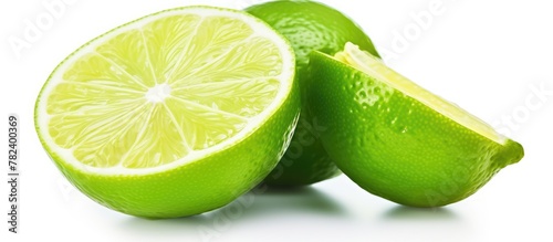 Half lime slices on white s...