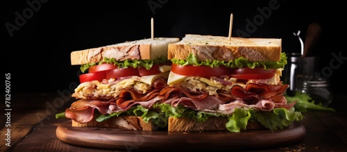 Delicious sandwich with mea...