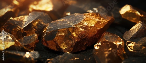 Close up of stacked gold nu...