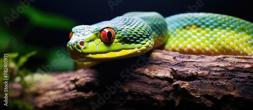 A green snake with a striki...