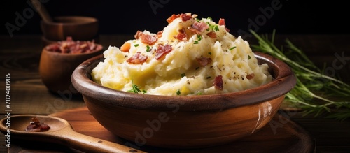 Bowl of creamy mashed potat...