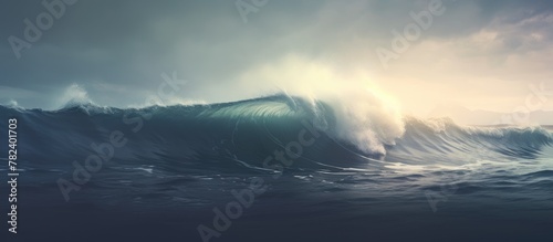 Powerful ocean wave crashing