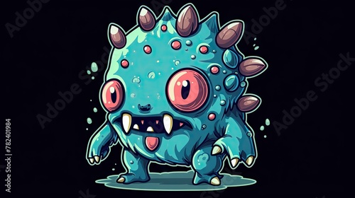 Whimsical Virus Monster Illustration Generative AI