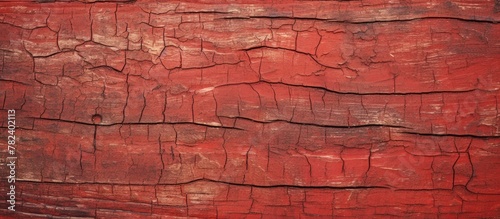 Close up of weathered red wood surface with fractures