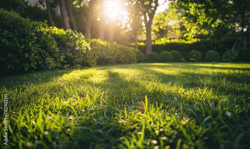 Beautiful green lawn with l...