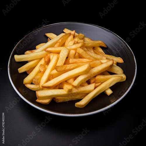 Mouthwatering Fried French Fries on Plate Generative AI