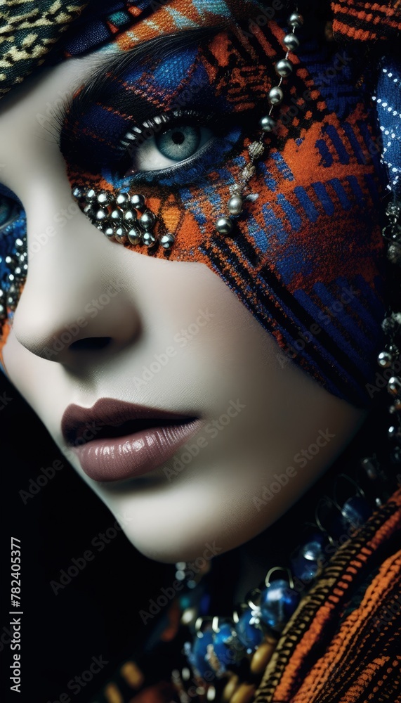 Striking Close-up Editorial Fashion Portrait Generative AI