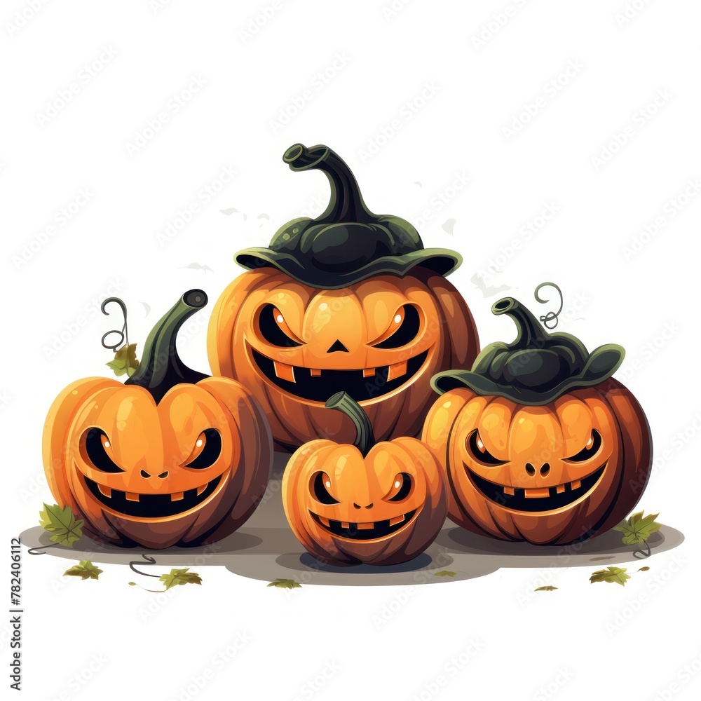 Spooky Pumpkins with Halloween Faces Generative AI Spooky Pumpkins with Halloween Faces Generative AI