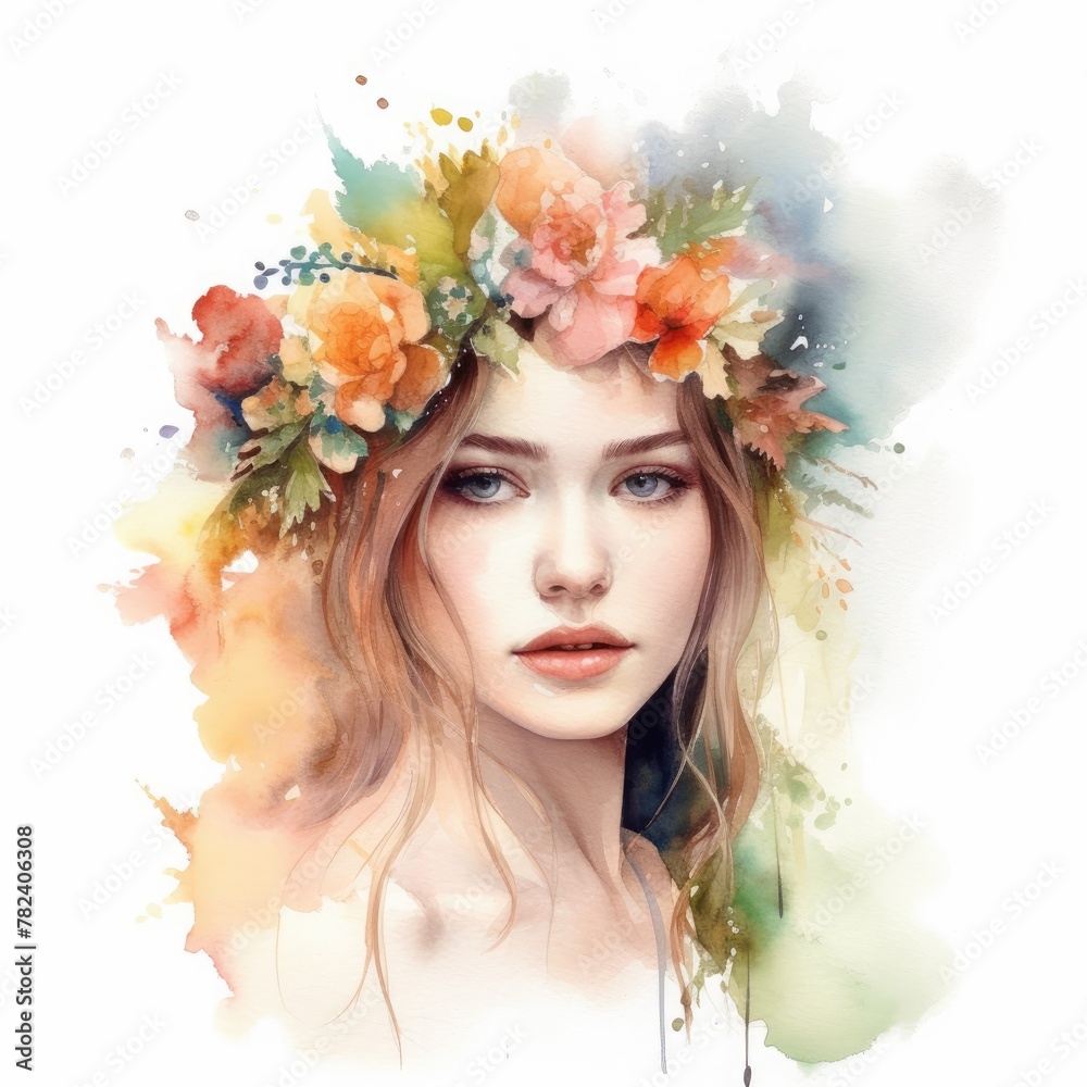Delicate Floral Crown on White Background Generative AI