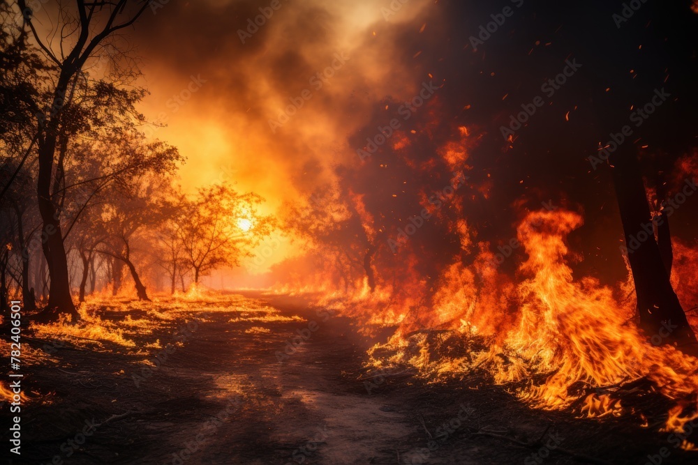 Raging Forest Fire Devastation Generative AI